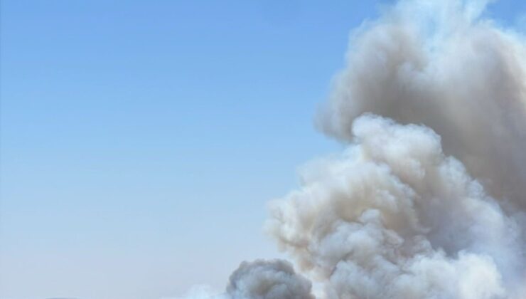 Eymir Gölü çevresindeki yangına havadan ve karadan müdahale sürüyor