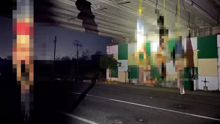 Otoyolda dehşet! Kafalarını kesip köprüye astılar